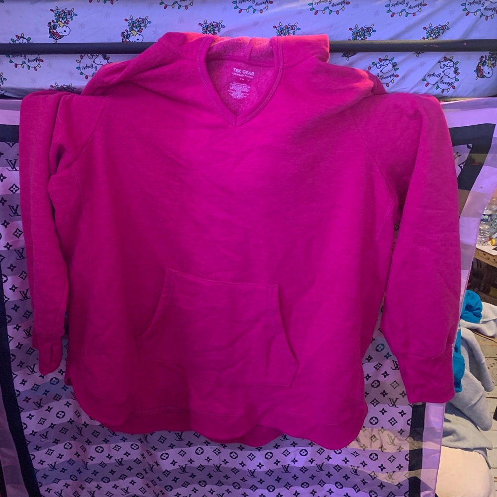 plus size pink thermal hoodie